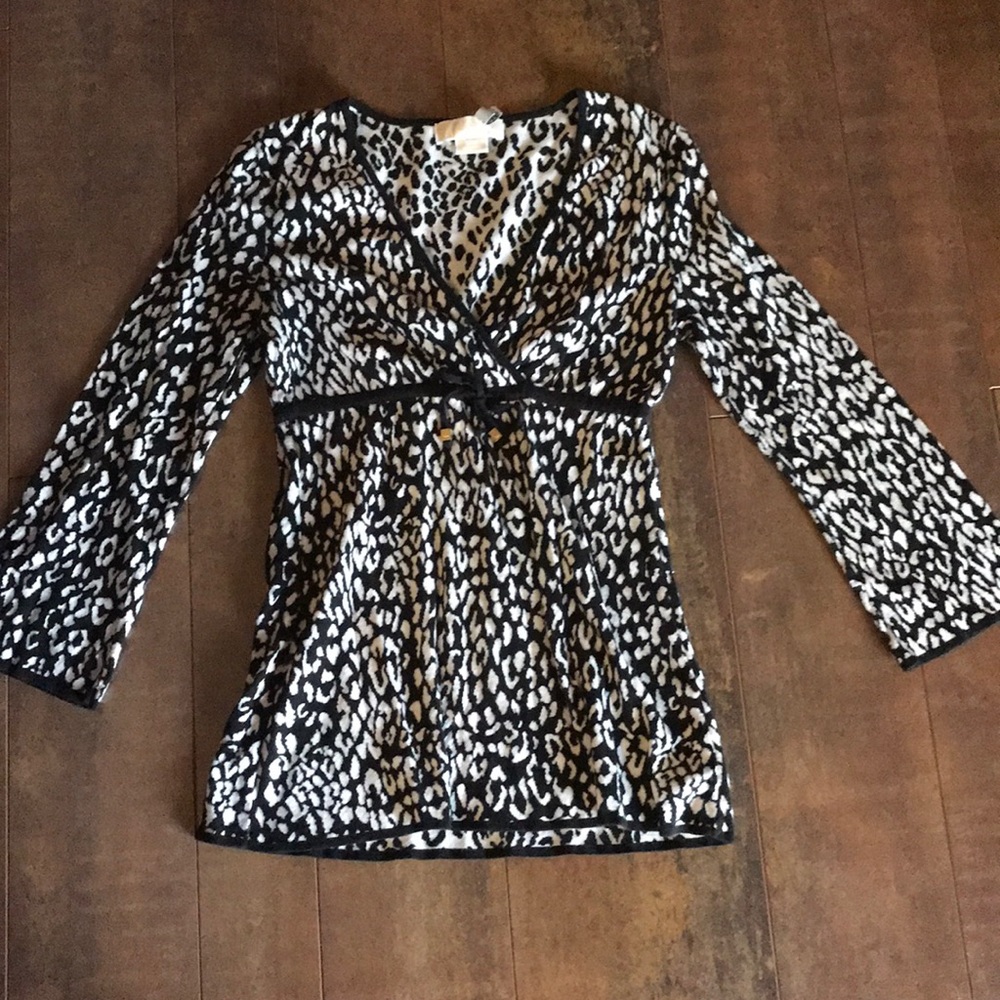 Michael Kors Black and Cream Long Sleeve Top Sz S
